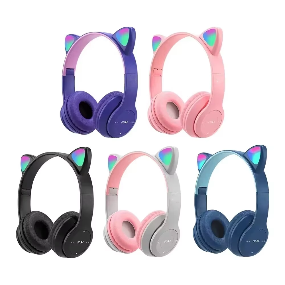 키즈 P47M 무선 게임 헤드폰 플래시 라이트 귀여운  - Cat Ear Bluetooth Headset Led 리뷰 및 가격